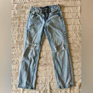 Aeropostle Light Wash Distressed Straight Leg Jeans, Size 0